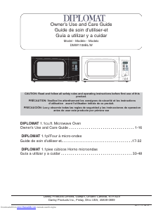 Manual Diplomat DMW1108BL Microwave
