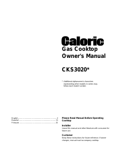 Manual de uso Caloric CKS3020LL Placa