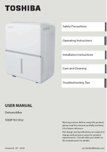 Manual Toshiba TDDP7011ES2 Dehumidifier