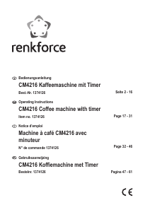 Mode d’emploi Renkforce CM4216 Cafetière