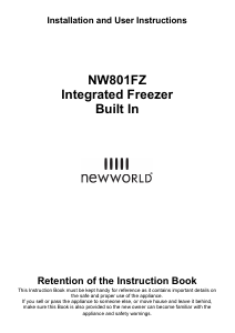 Manual New World NW801FZ Freezer
