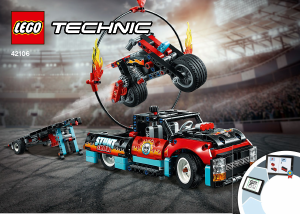 Használati útmutató Lego set 42106 Technic Kaszkadőr teherautó és motor