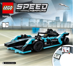 Manual Lego set 76898 Speed Champions Formula E Panasonic Jaguar Racing GEN2 car & Jaguar I-PACE eTROPHY