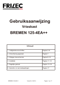 Handleiding Frilec Bremen 125-4EA++ Vriezer