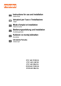 Mode d’emploi Franke FTC 601 WH/GL Hotte aspirante