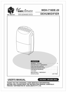 Manual Ausclimate WDH-716DE-20 Dehumidifier