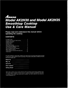 Manual Amana AK2H30 Hob