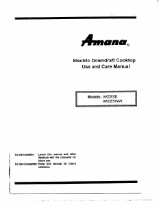 Handleiding Amana AKDE5E Kookplaat