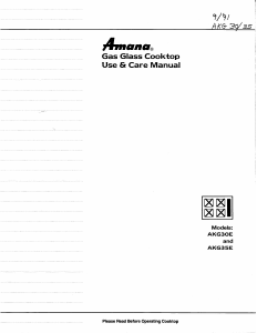 Manual Amana AKG30E Hob