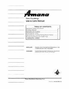 Manual Amana AKS30E Hob