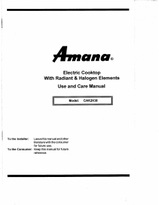 Manual Amana CAK2H30W Hob