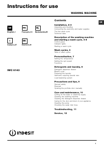 Manuale Indesit IWC 5145 Lavatrice