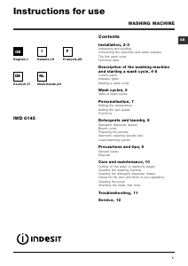 Manuale Indesit IWD 6145 Lavatrice