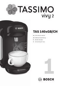 Manuale Bosch TAS1402CH Tassimo Vivy 2 Macchina da caffè