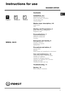 Instrukcja Indesit WIDXL 126 S Pralko-suszarka