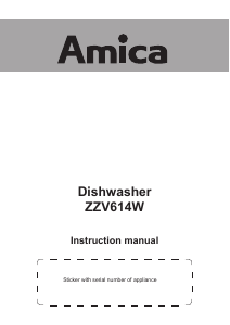 Manual Amica ZZV 614 W Dishwasher