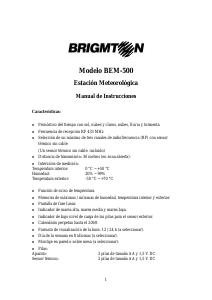 Manual de uso Brigmton BEM-500 Estación meteorológica