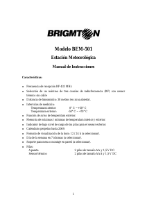 Manual Brigmton BEM-501 Weather Station