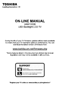 Manual Toshiba 24W1333B LED Television
