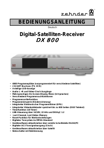 Bedienungsanleitung Zehnder DX 800 Digital-receiver