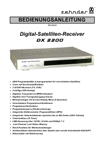 Bedienungsanleitung Zehnder DX 2200 Digital-receiver