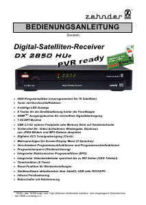 Bedienungsanleitung Zehnder DX 2850 HUe Digital-receiver