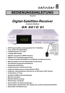 Bedienungsanleitung Zehnder DX 3010 CI Digital-receiver