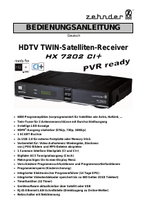 Bedienungsanleitung Zehnder HX 7202 CI+ Digital-receiver