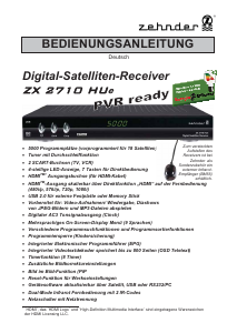 Bedienungsanleitung Zehnder ZX 2710 Hue Digital-receiver