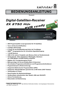 Bedienungsanleitung Zehnder ZX 2750 Hue Digital-receiver