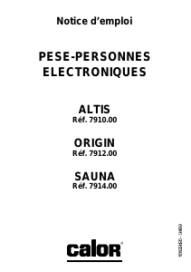 Mode d’emploi Calor 7912 Origin Pèse-personne