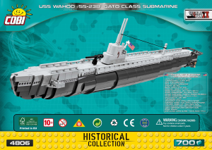 Vadovas Cobi set 4806 Small Army WWII Gato Class Submarine-USS Wahoo SS-238