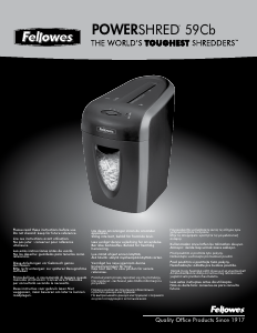 Mode d’emploi Fellowes 59Cb Powershred Destructeur