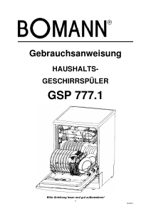 Bedienungsanleitung Bomann GSP 777.1 Geschirrspüler