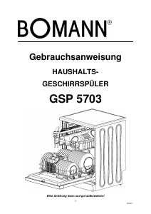 Bedienungsanleitung Bomann GSP 5703 Geschirrspüler