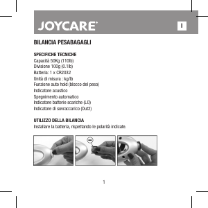Manuale Joycare JC-418 Bilancia per valigia