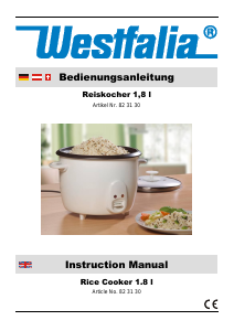 Manual Westfalia 82 31 20 Rice Cooker