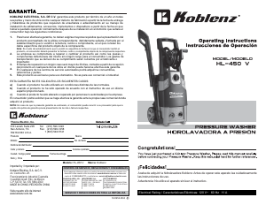 Manual de uso Koblenz HL-450 V Limpiadora de alta presión
