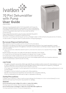 Manual Ivation IVADH70PWP2 Dehumidifier