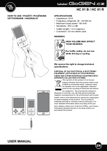 Handleiding GoGEN HC 01R Koptelefoon