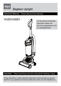 Manual Argos VUS31ASS1 Vacuum Cleaner