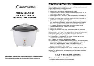 Manual Cookworks RC-8A Rice Cooker