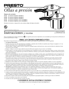 Manual de uso Presto 01341 Olla a presión