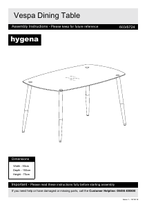 Handleiding Hygena Vespa Eettafel