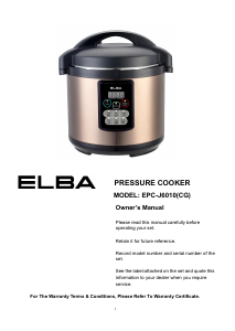 Manual Elba EPC-J6010(CG) Pressure Cooker