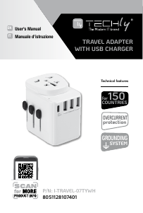 Manual Techly I-TRAVEL-07TYWH Travel Adapter