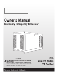 Manual Generac QT02224MNAX Generator