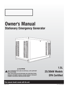 Manual Generac QT02515ANSX Generator