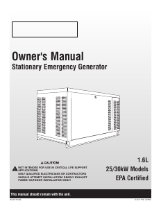 Manual Generac QT02516GNSX Generator