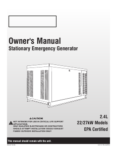 Manual Generac QT02724ANAX Generator